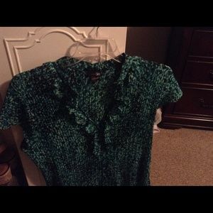 East 5th Sleeveless blouse, green/blue/black print